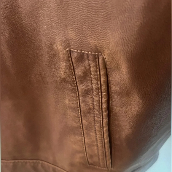 Roundtree & Yorke Sz 3XLT Brown Weatherproof Faux Leather Bomber Jacket NEW - Picture 12 of 15